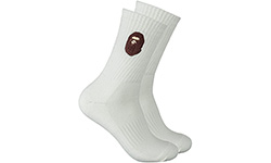 Носки Bape Ape Head Brown Monkey белые высокие, 2 пары