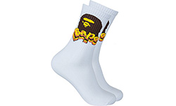 Носки Bape Ape Head Socks Monkey белые высокие, 2 пары